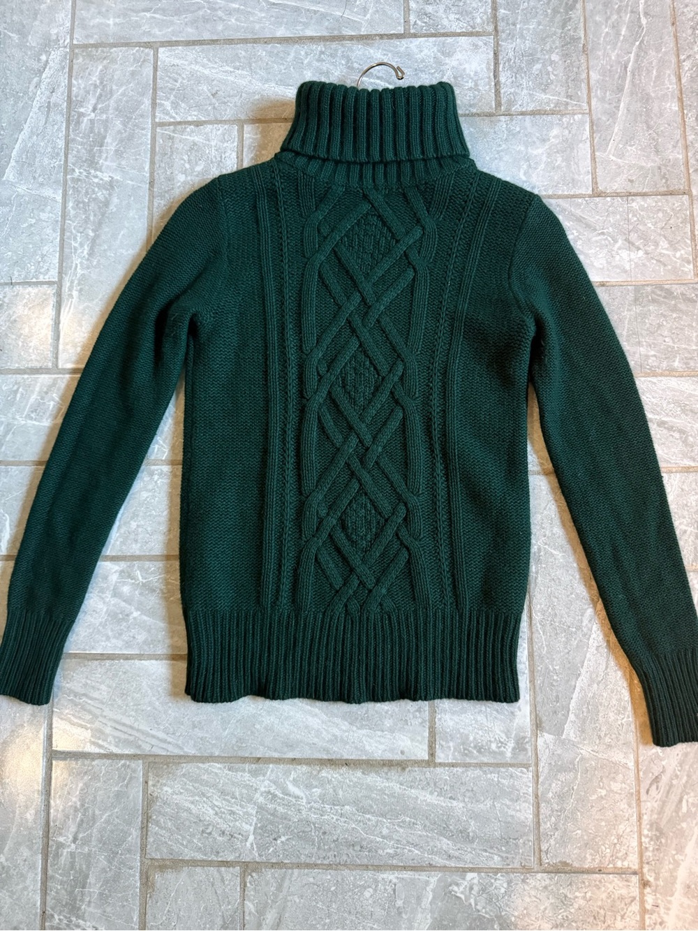 J. Crew Women’s Wool/Angora Blend HunterGreen Cable-Knit Turtleneck Sweater